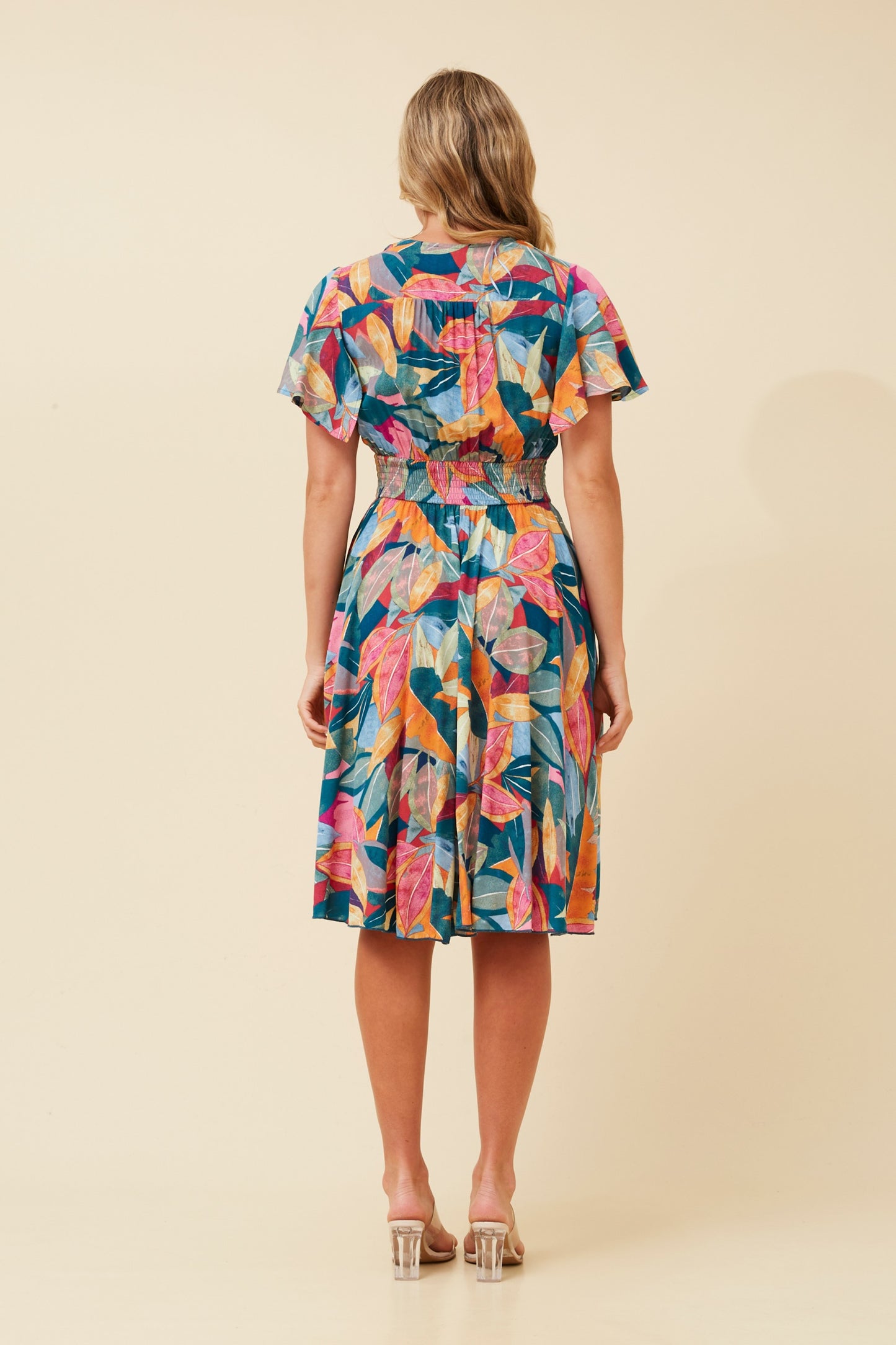 SANDY LEAF PRINT DRESS