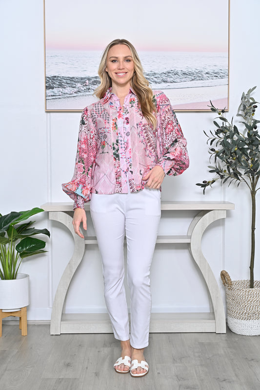 Azure Printed Shirt – Chic & Eye-Catching Blouse