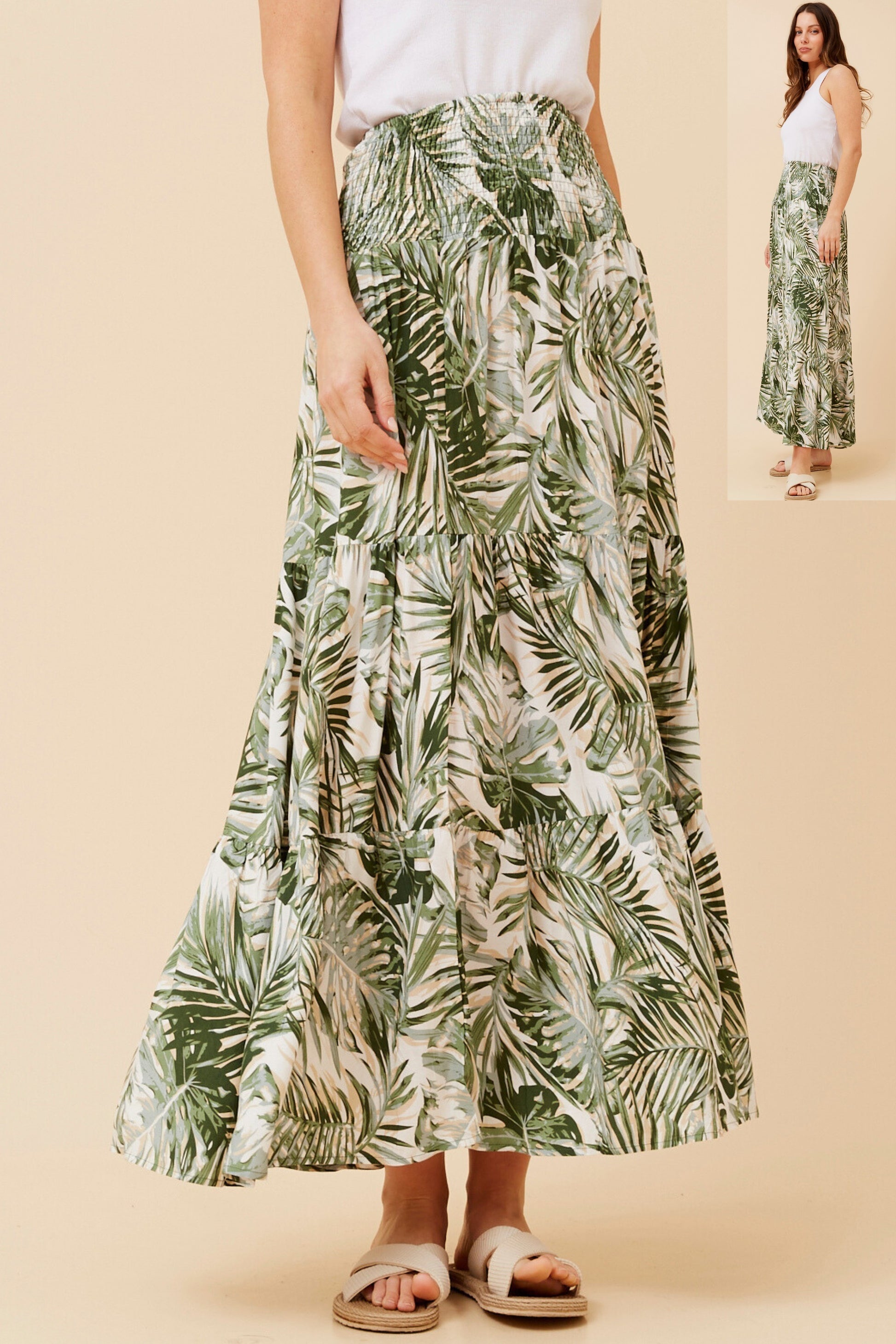 Tropical Print Maxi Skirt 