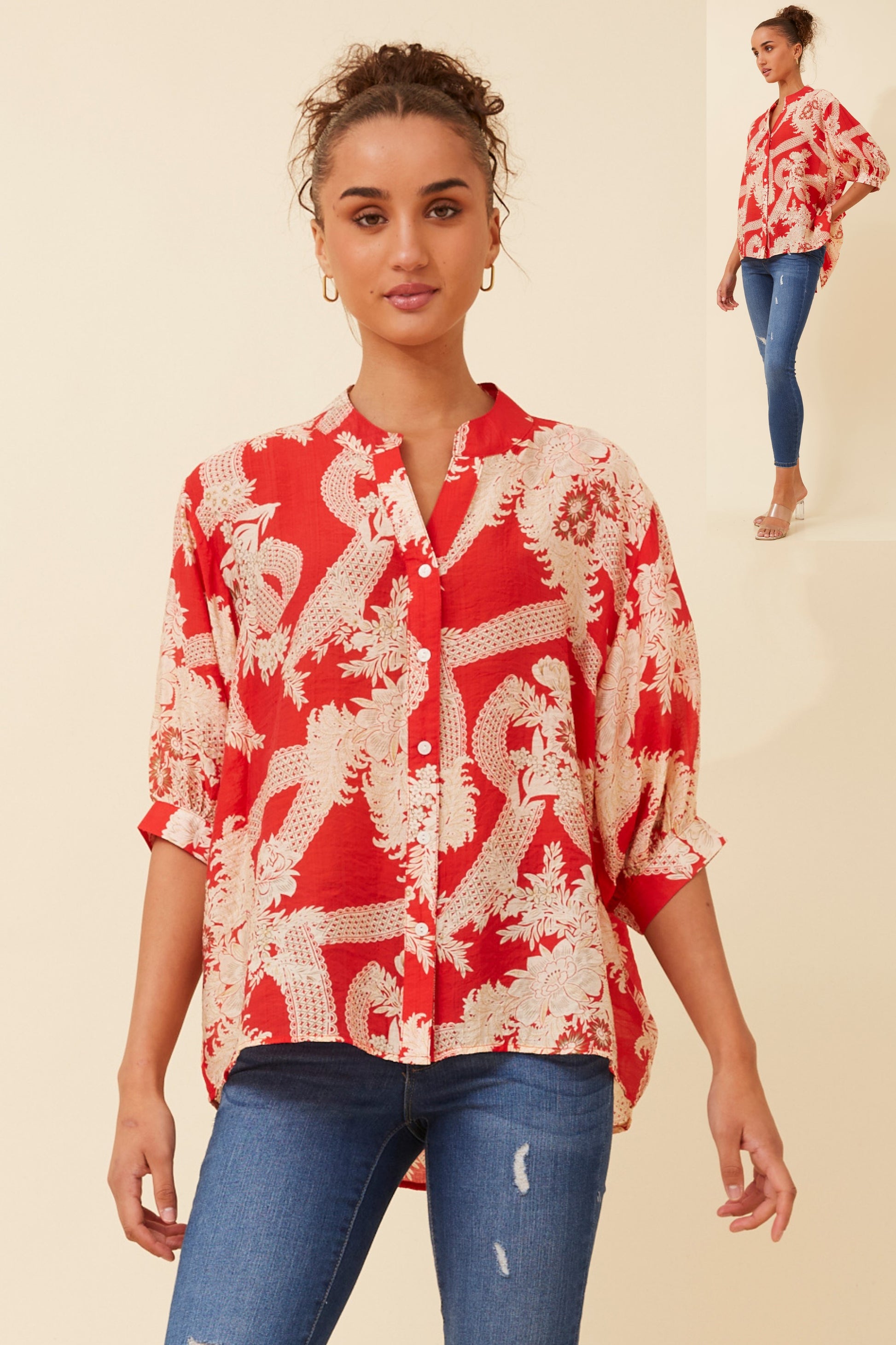 Belina Printed Top – Stylish & Vibrant Printed Top red