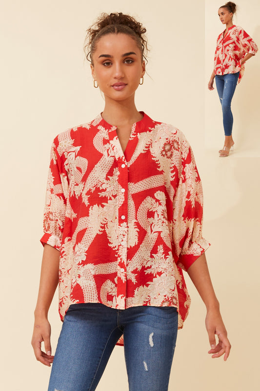 Belina Printed Top – Stylish & Vibrant Printed Top red
