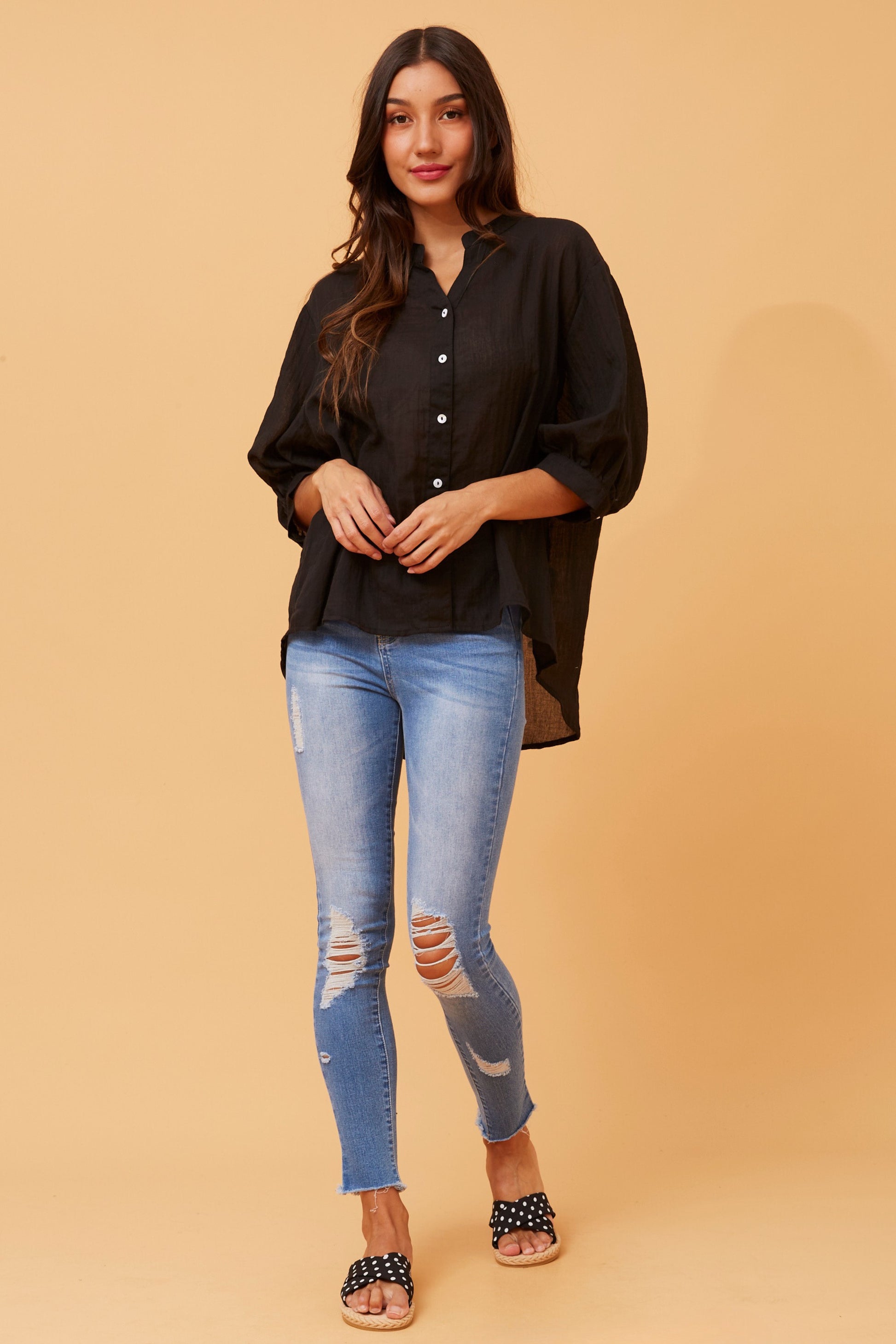 Belina Solid Shirt – Stylish & Versatile Plain Shirt black 