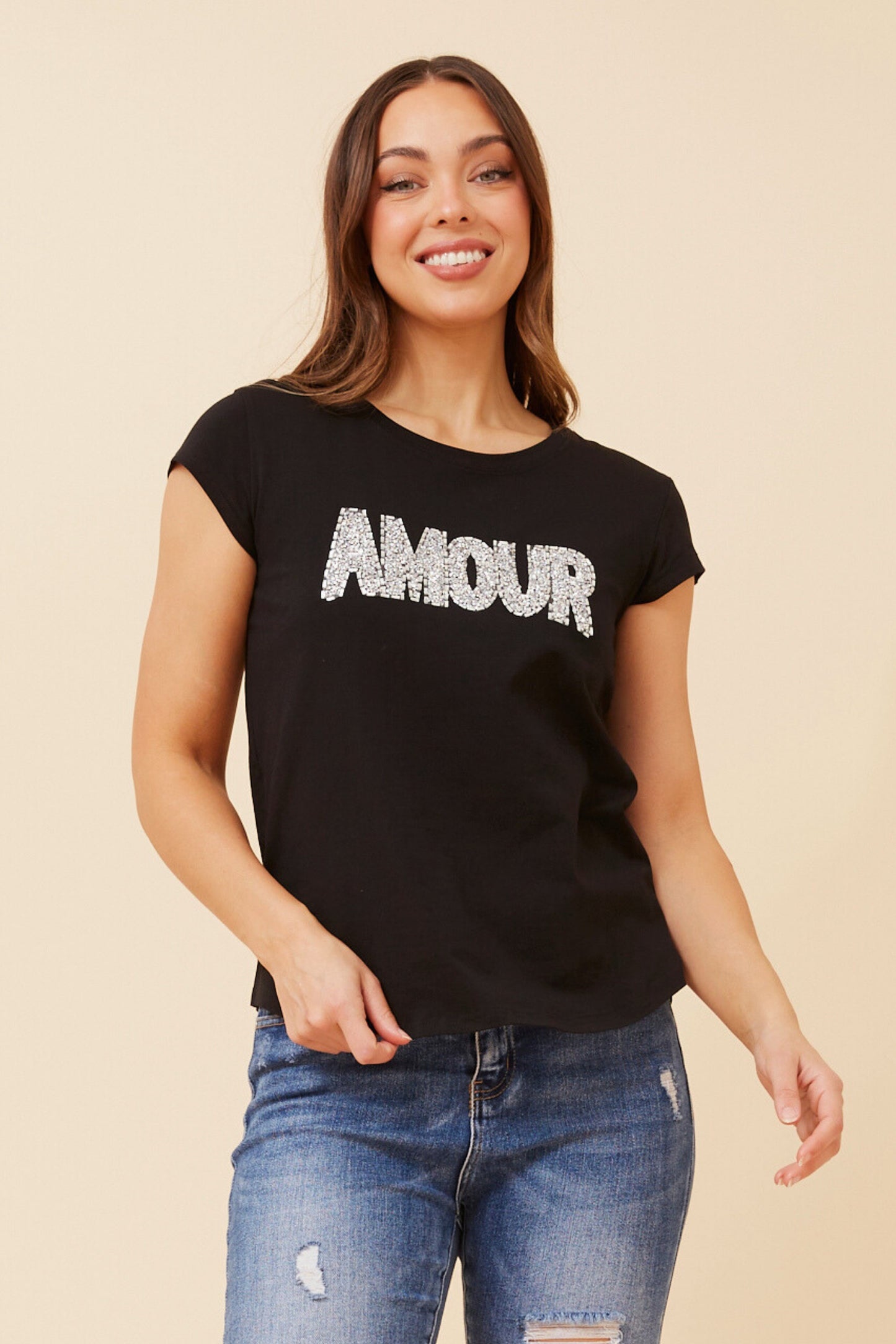 Black Embellished T-Shirt