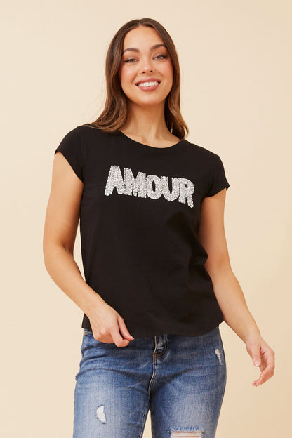 Black Embellished T-Shirt