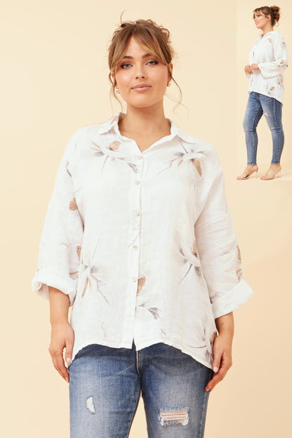 CALLEEN Floral Linen Shirt