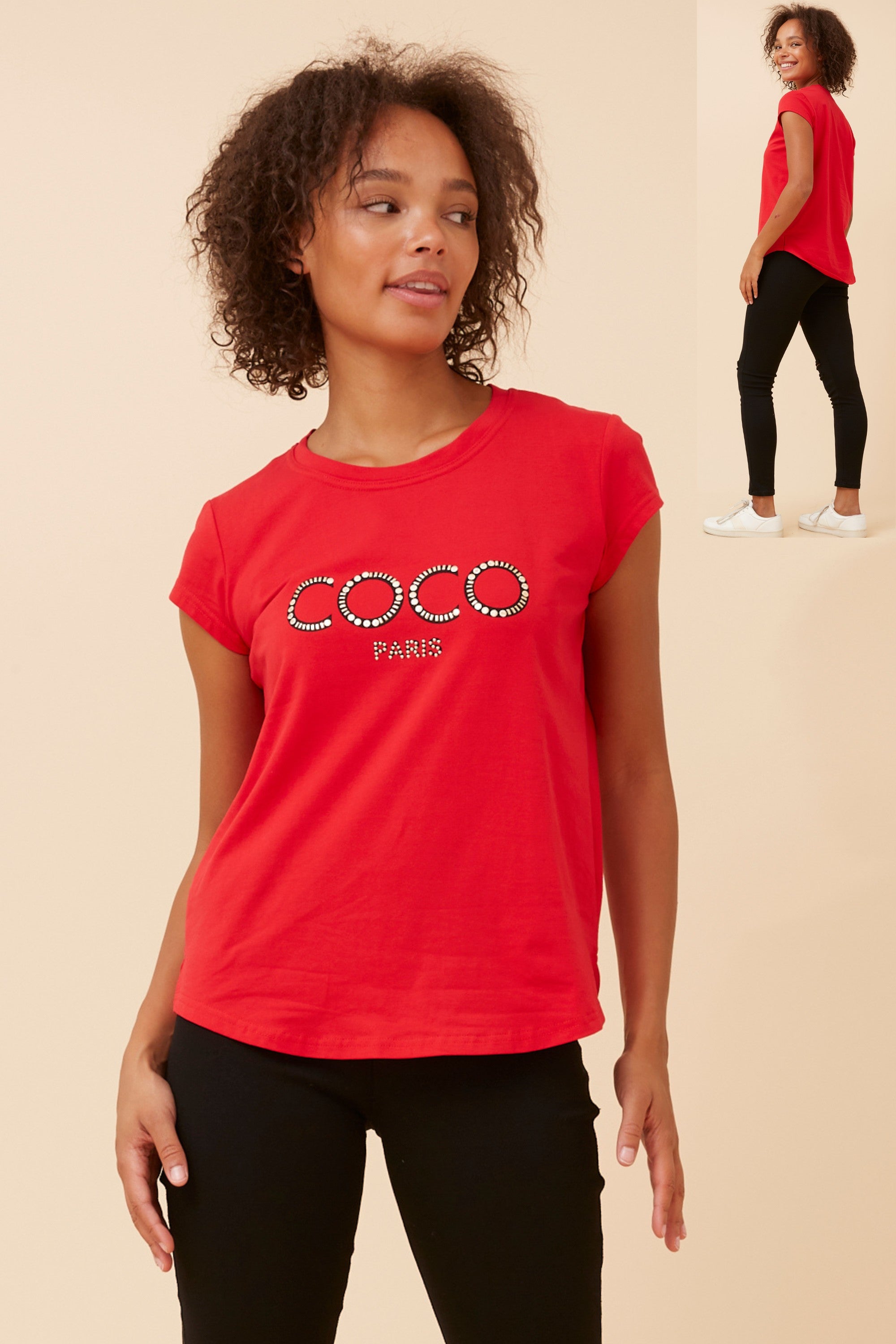 COCO Graphic Tee – Red “COCO PARIS” Bold Casual T-Shirt – Sunriseinthesky