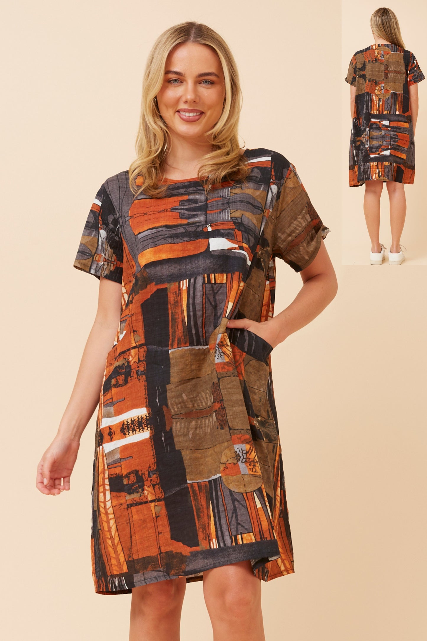 Chic Abstract Print Dress – Stylish & Comfortable