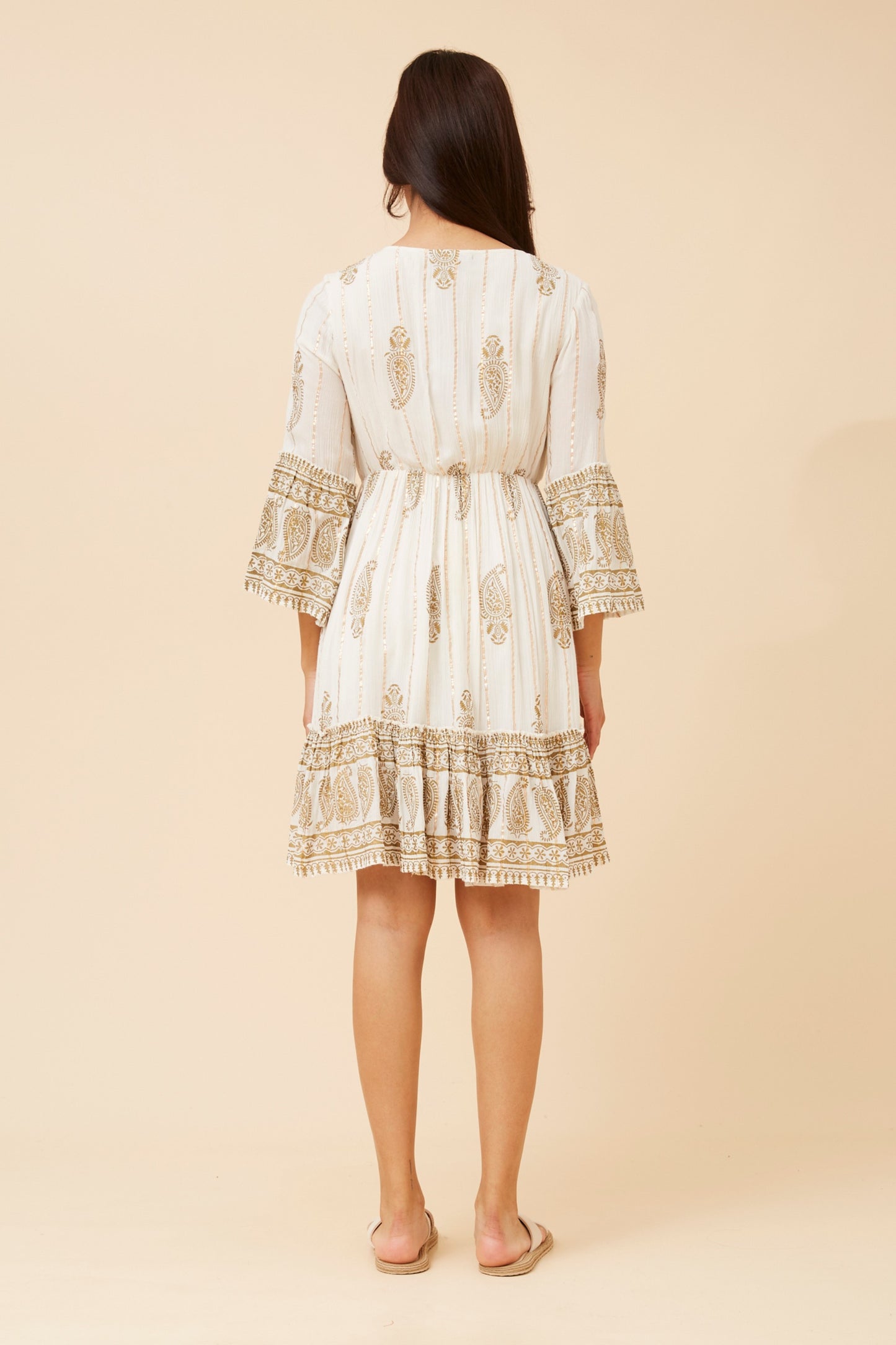 GEETA FOIL PRINT DRESS WHITE