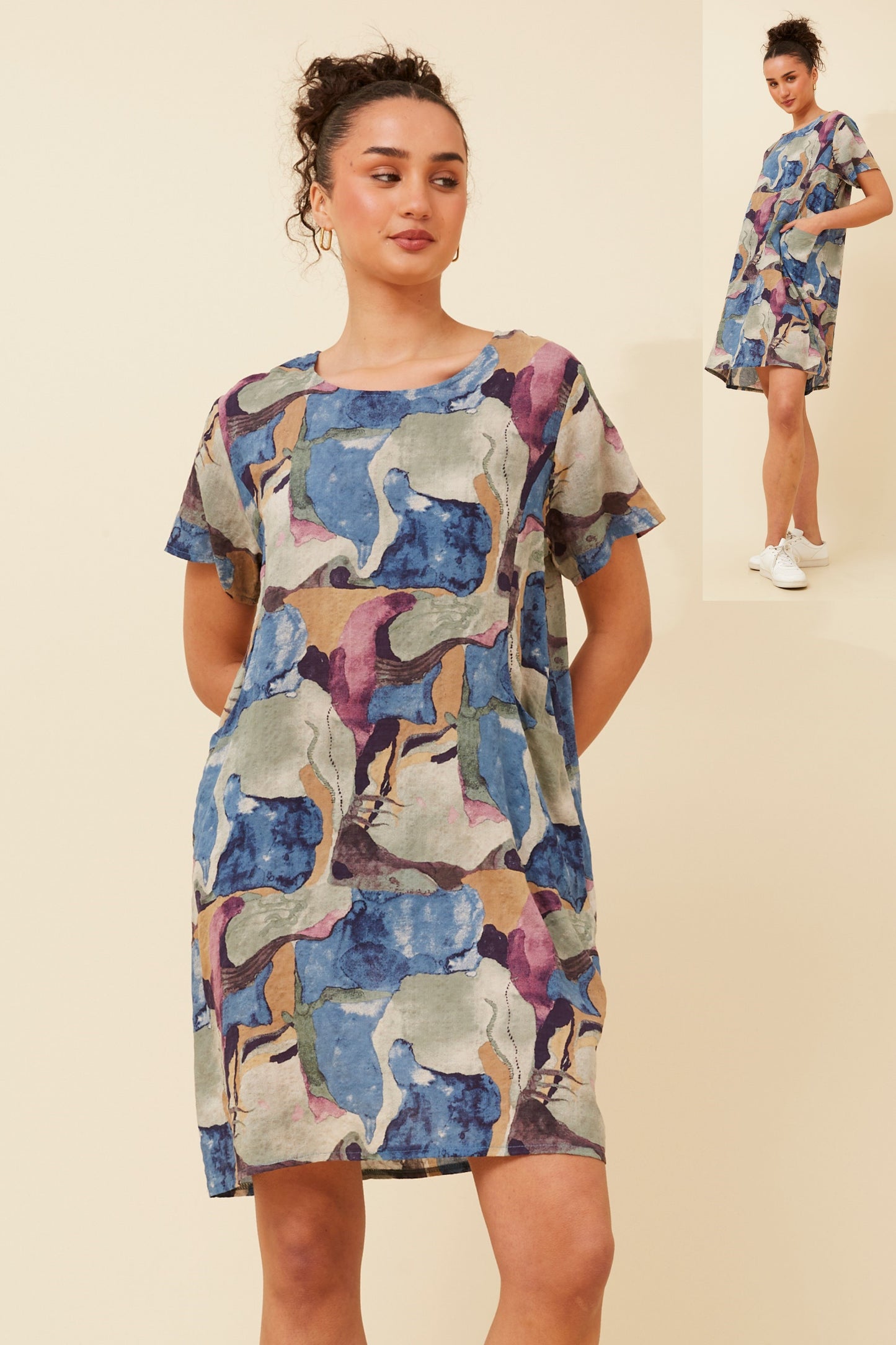 VINE ABSTRACT PRINT DRESS SAGE