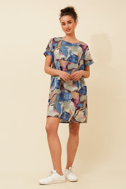 VINE ABSTRACT PRINT DRESS SAGE