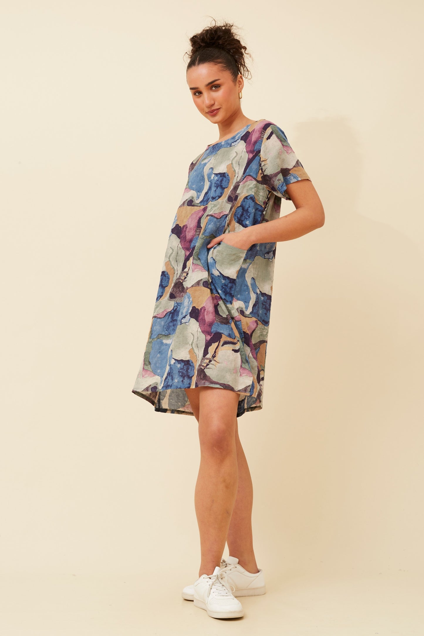 VINE ABSTRACT PRINT DRESS SAGE