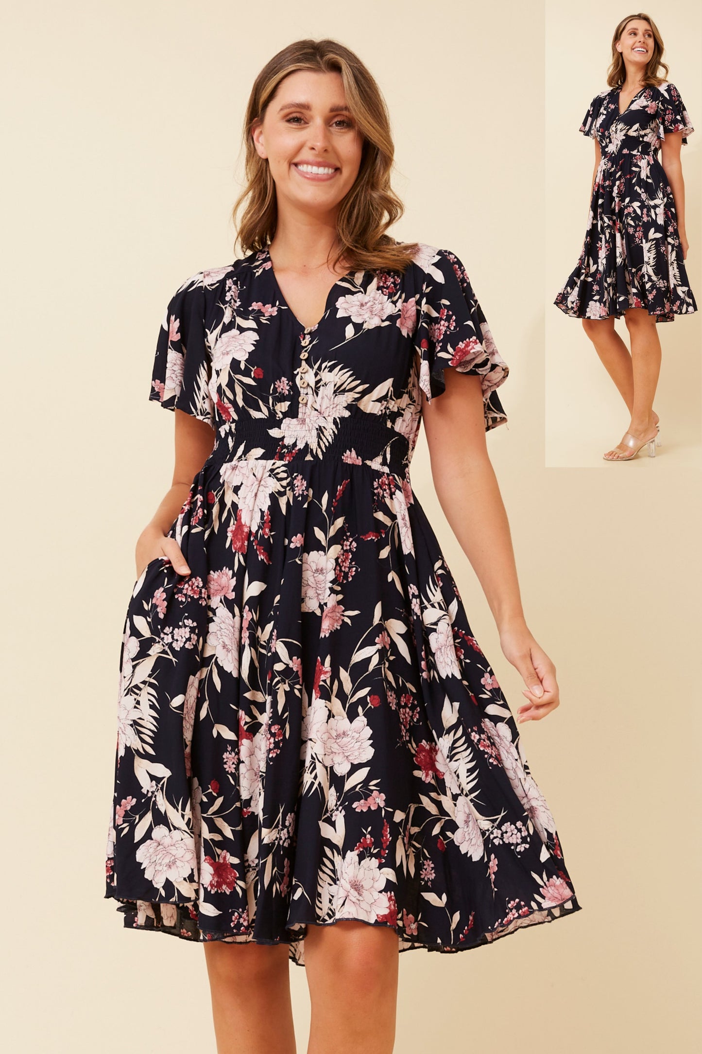SANDY FLORAL DRESS NAVY