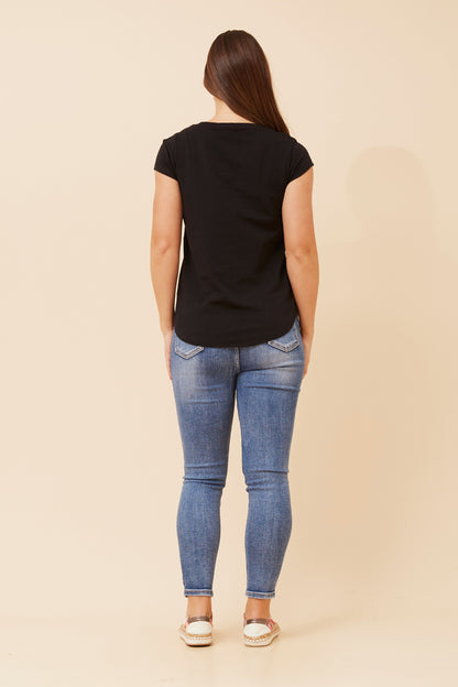 Embellished T-Shirt – Black Sequin “AMOUR” Design