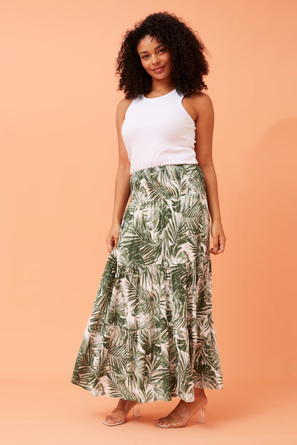 LEAF PRINT MAXI SKIRT