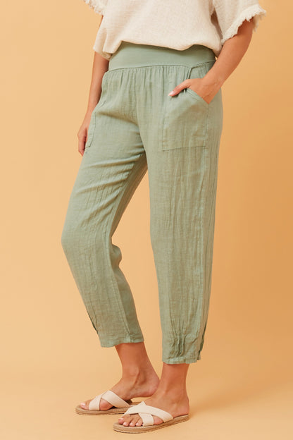 Linen Pants in Sage –