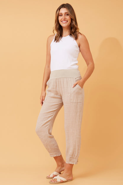 Linen Pants with Elastic Waist
