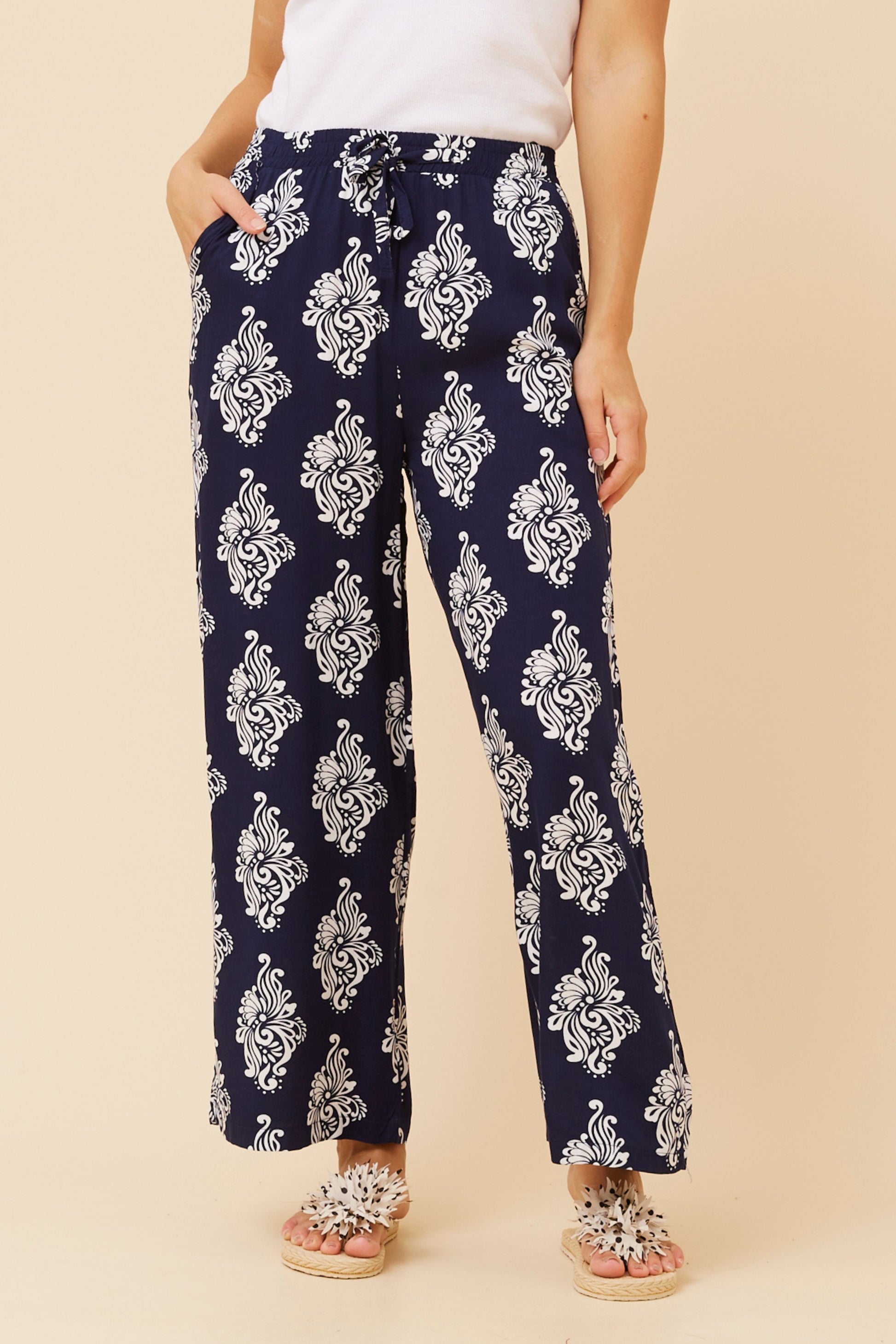 Navy Abstract Pants