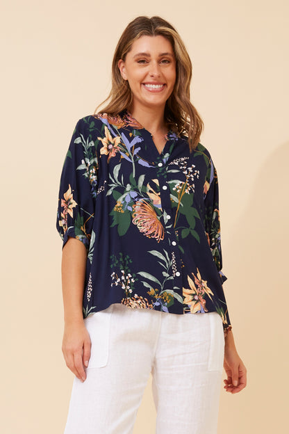 Navy Floral Shirt