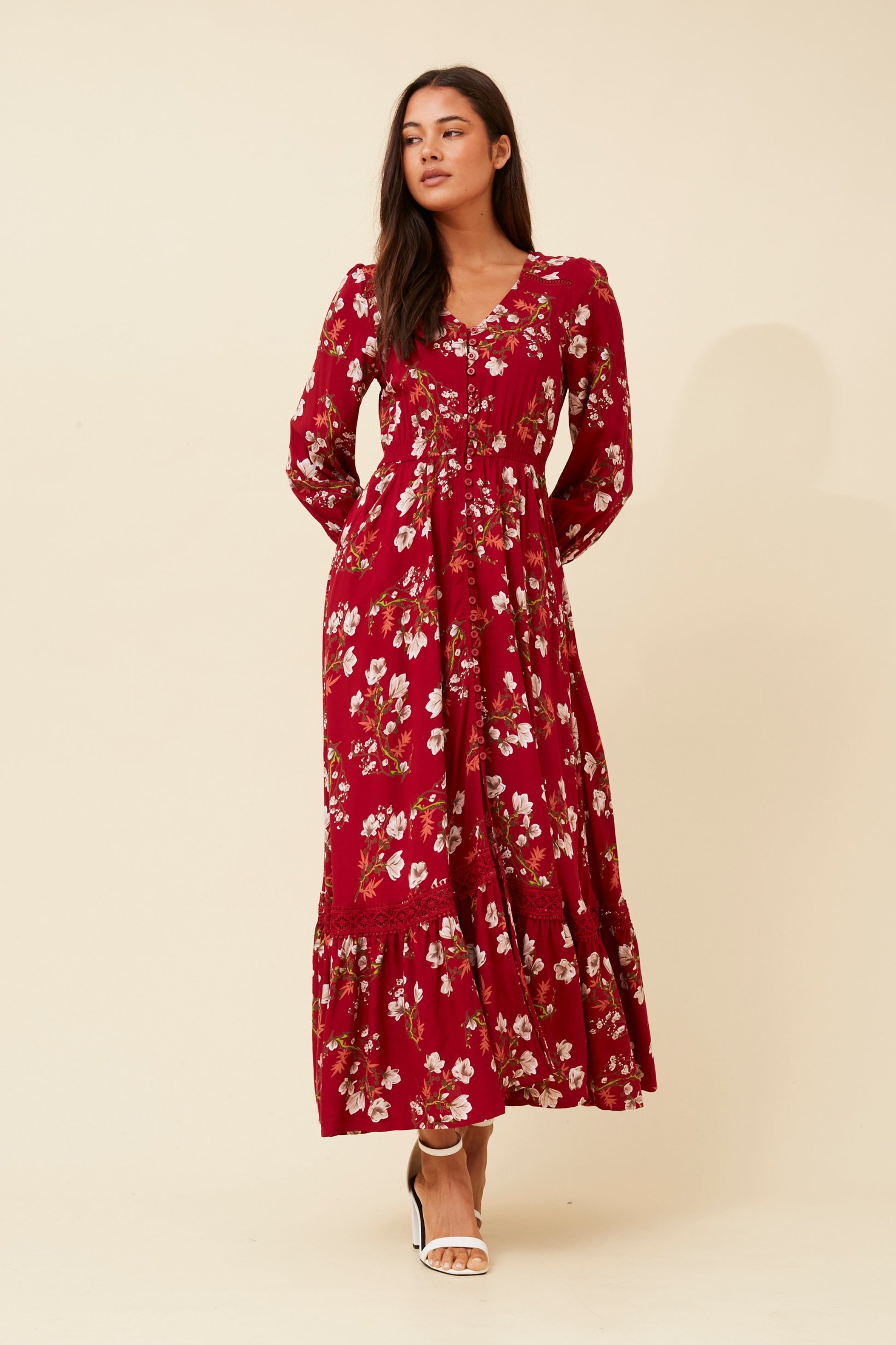 Stay stylish with the Marrakech Floral Maxi Dress.