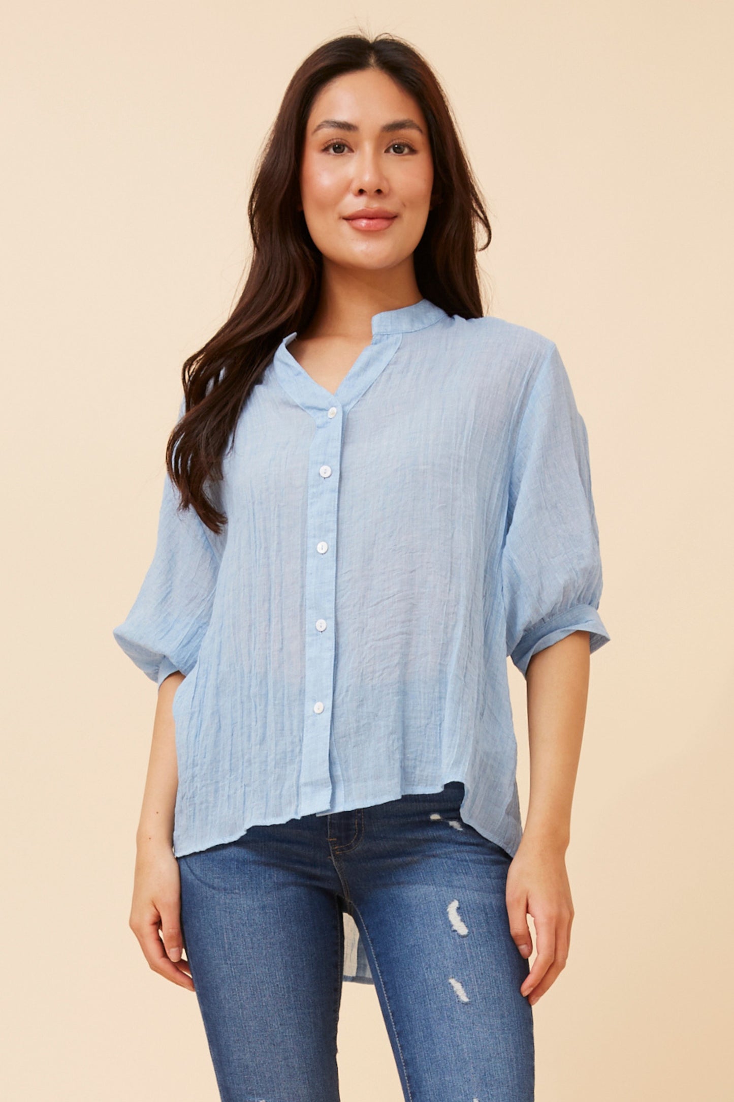 BELINA SOLID SHIRT SKY BLUE