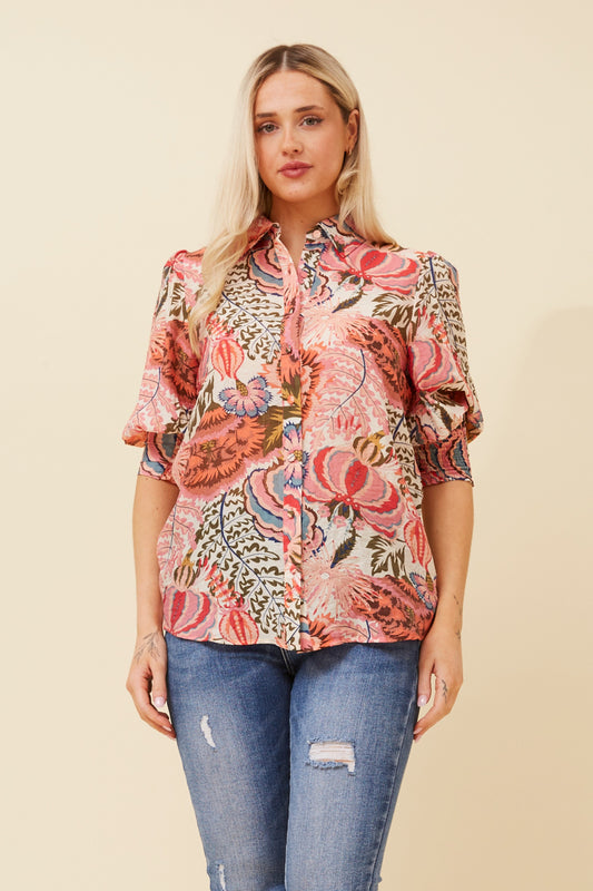 ISHLA BALLOON SLEEVE SHIRT PINK