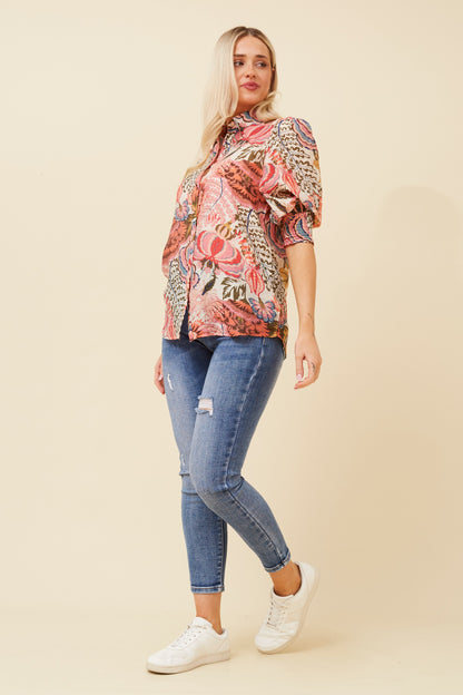 ISHLA BALLOON SLEEVE SHIRT PINK