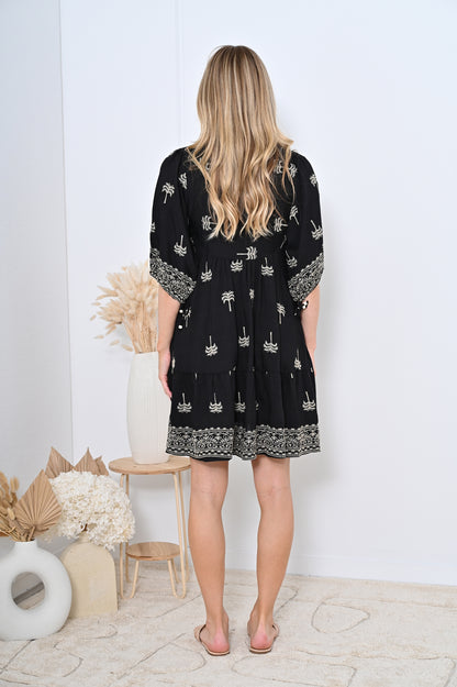 Vienna Embroidered Short Dress – Flattering & Comfortable