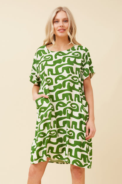 Vine Print Shift Dress