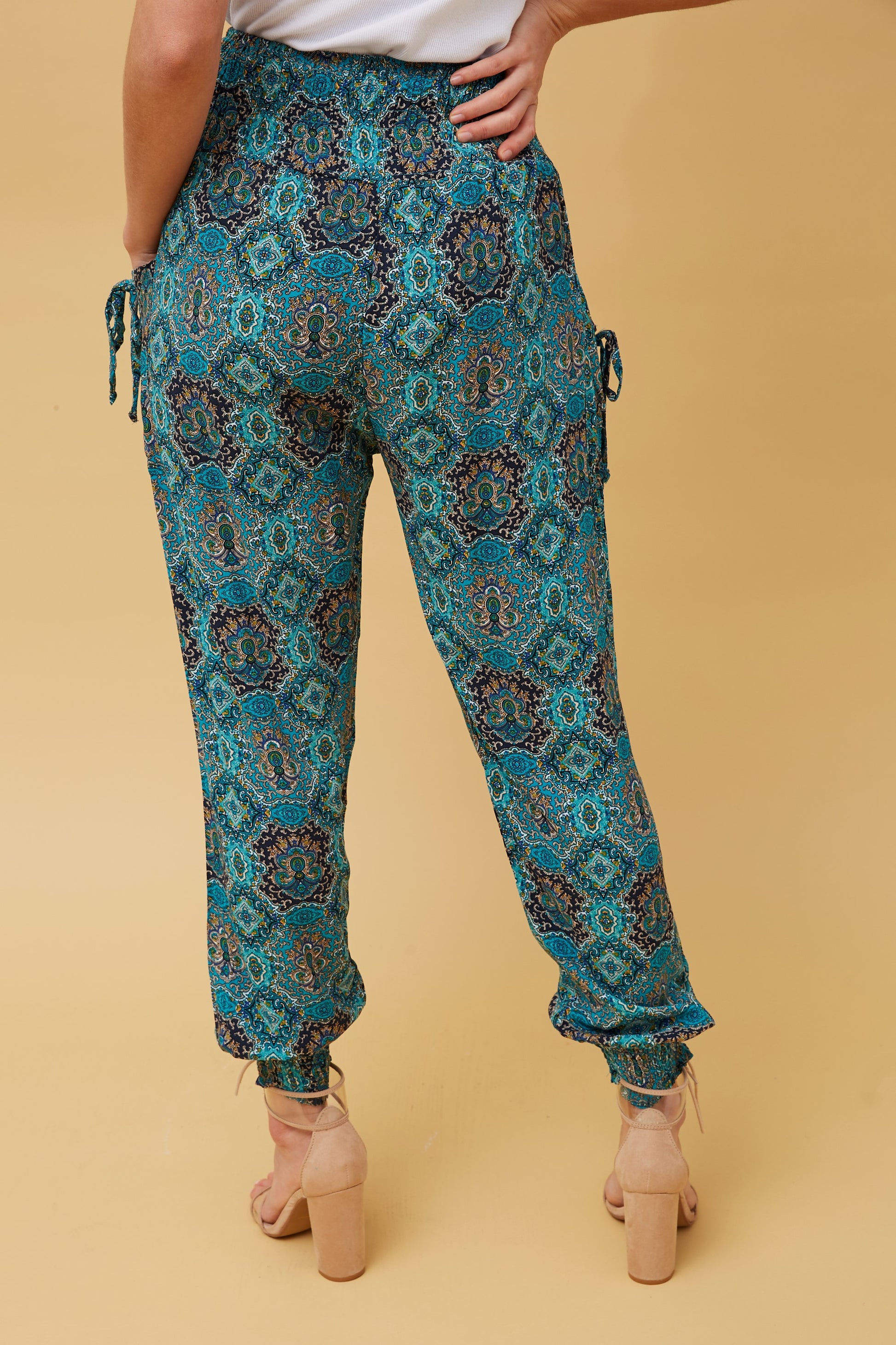 abstract print harem pants for women